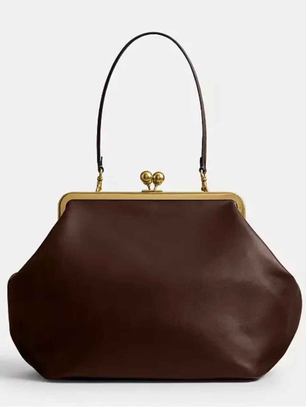 NWT Coach Oversized Kisslock Frame Shoulder Bag in Maple